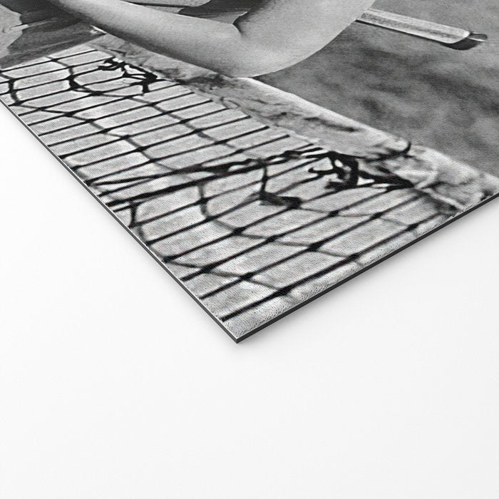 Tennis Players Taking a Cigarette Break, Black and White Vintage Art Welcome Mat Gallery Image 2