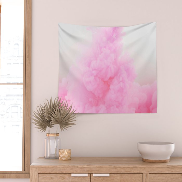 Pink Neon Smoke Clouds Wall Tapestry Gallery Image 2