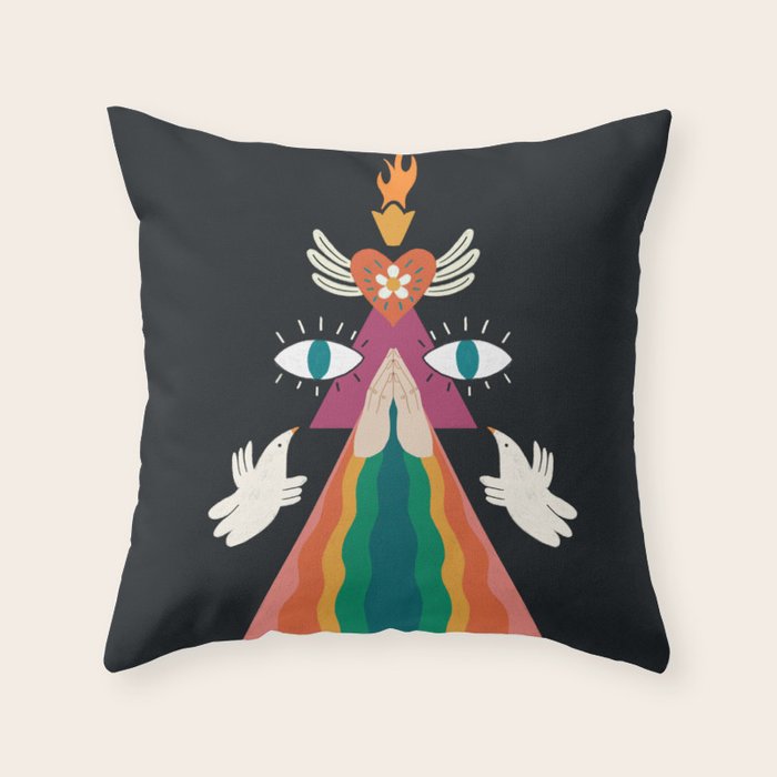 Rainbow Blessings  Throw Pillow Gallery Image 1