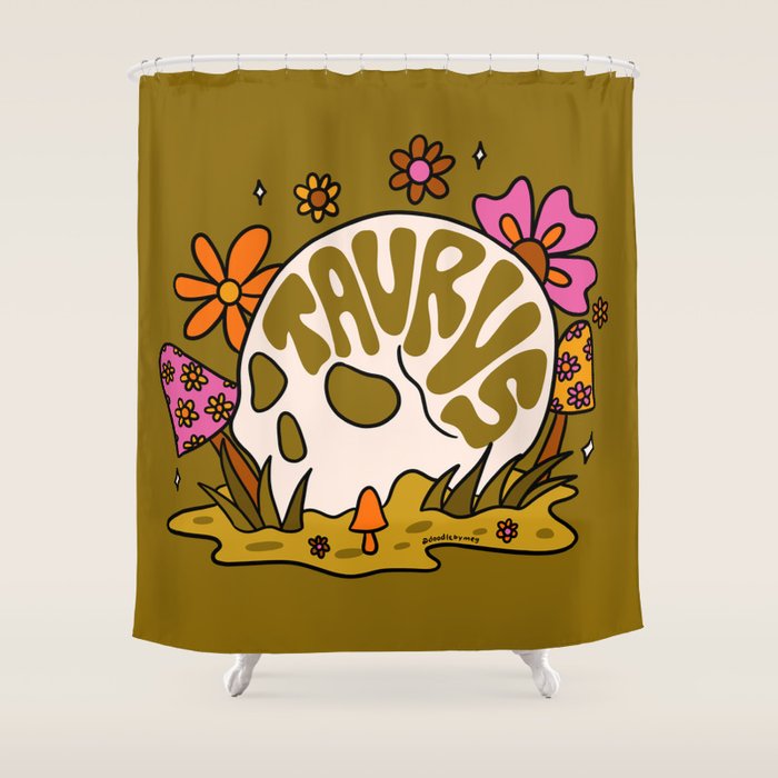 Taurus Skull Shower Curtain Gallery Image 1