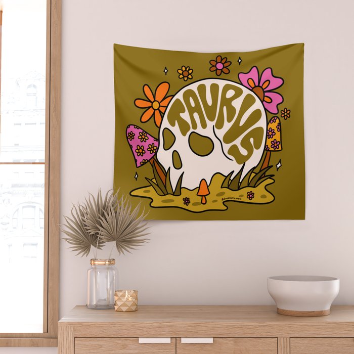 Taurus Skull Wall Tapestry Gallery Image 2