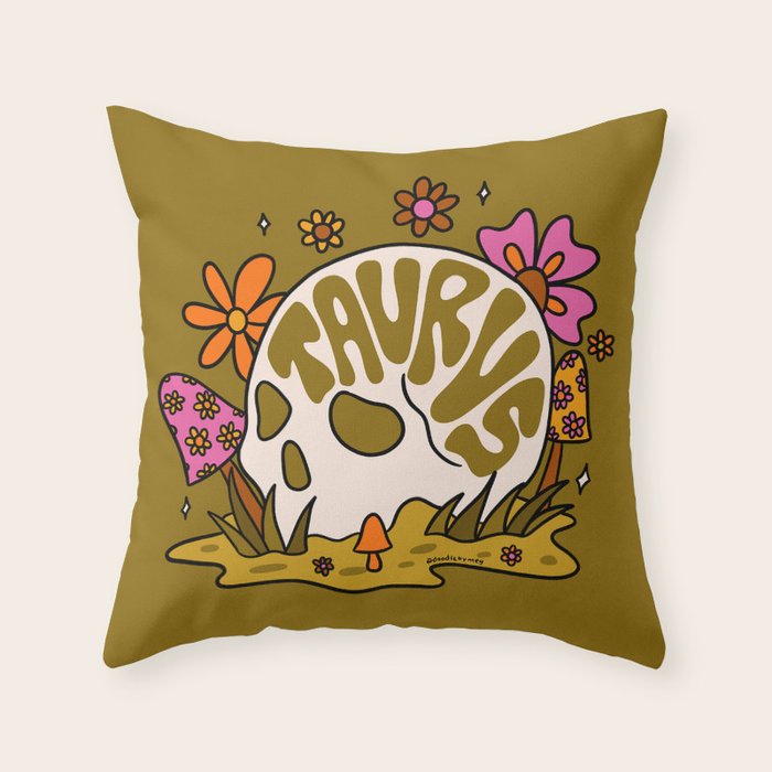 Taurus Skull Throw Pillow Gallery Image 2