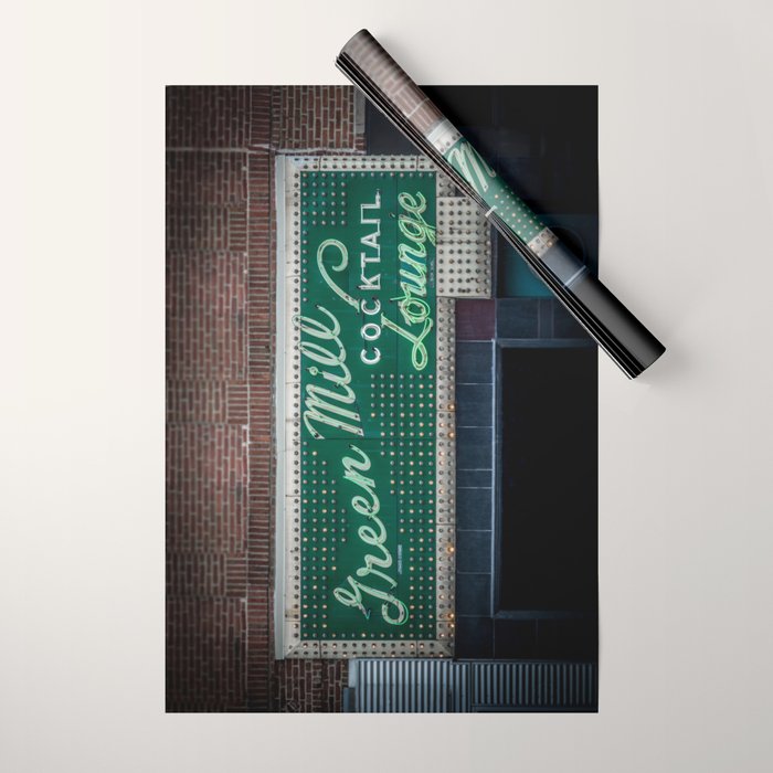 Green Mill Cocktail Lounge Vintage Neon Sign Uptown Chicago Wrapping Paper Gallery Image 1