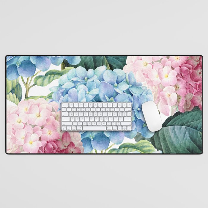 Pink Blue Hydrangea Desk Mat Gallery Image 1