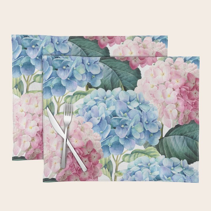Pink Blue Hydrangea Placemat Gallery Image 1