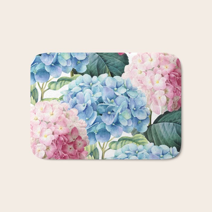 Pink Blue Hydrangea Bath Mat Gallery Image 1
