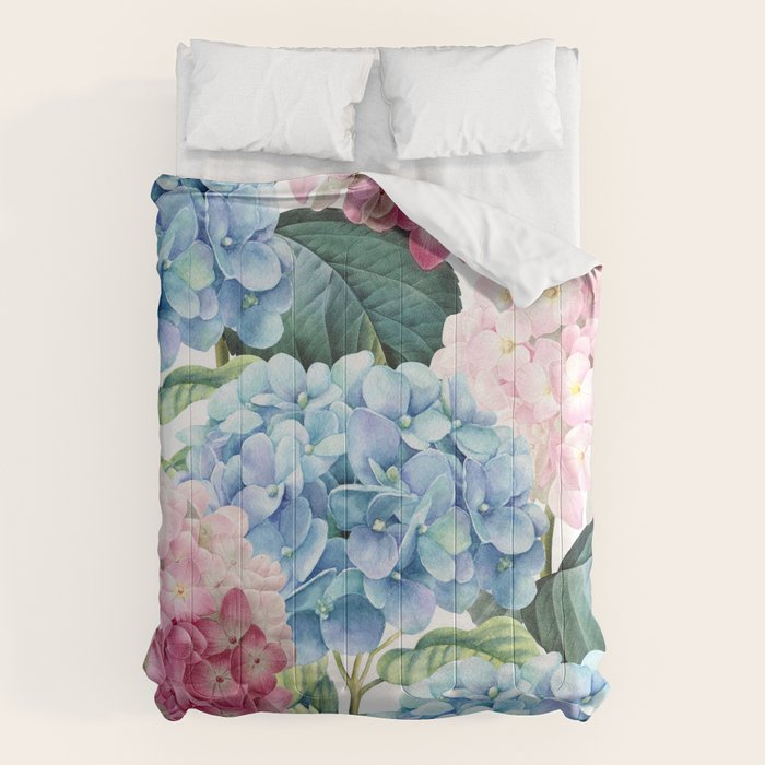 Pink Blue Hydrangea Comforter Gallery Image 6