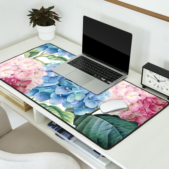 Pink Blue Hydrangea Desk Mat Gallery Image 2
