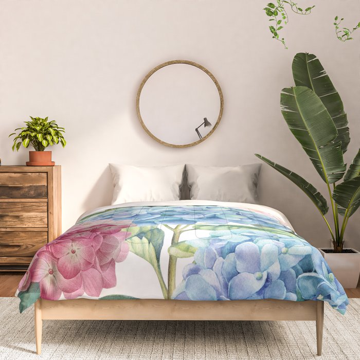 Pink Blue Hydrangea Comforter Gallery Image 3