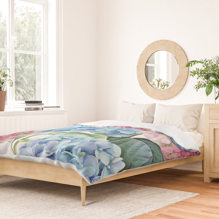 Pink Blue Hydrangea Duvet Cover Gallery Image 2