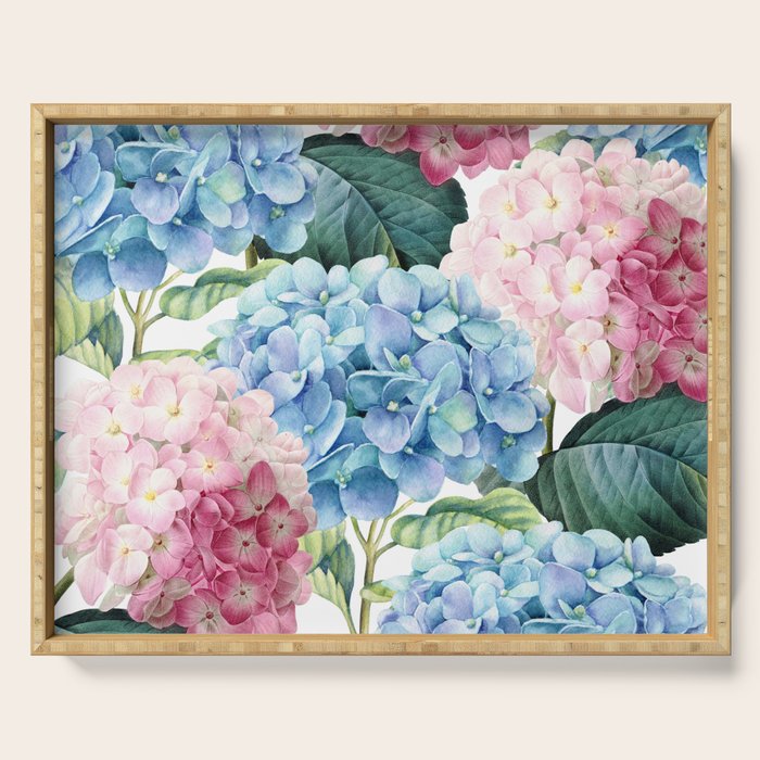 Pink Blue Hydrangea Serving Tray Gallery Image 1