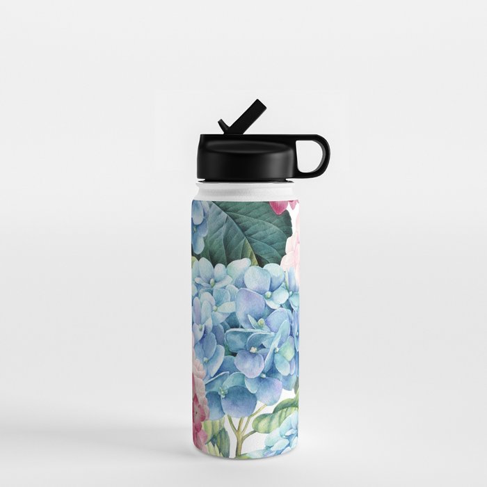 Pink Blue Hydrangea Water Bottle Gallery Image 1