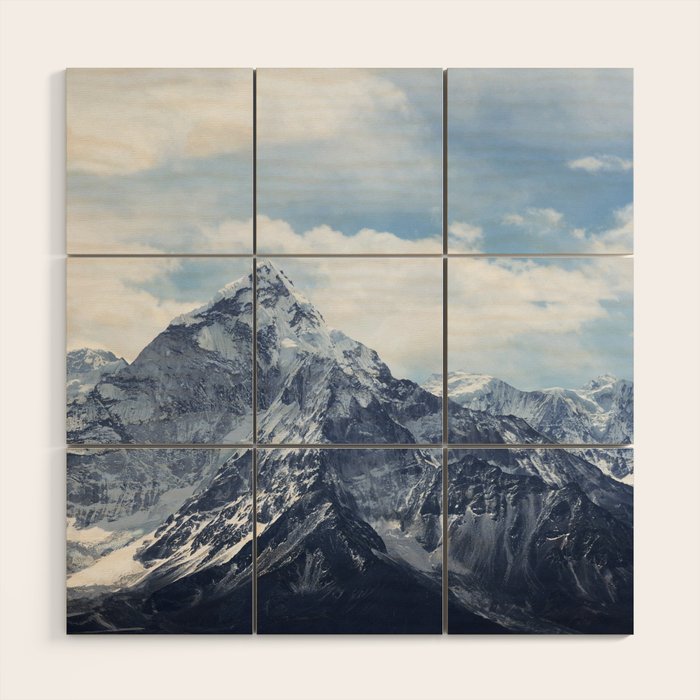 Snowy Mountain Peaks Wood Wall Art Gallery Image 1