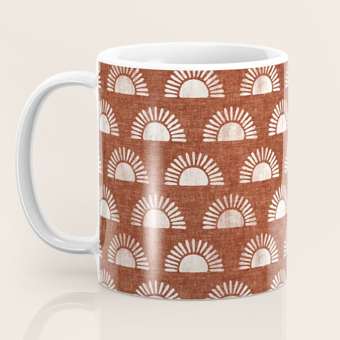 block print suns on rust Coffee Mug Gallery Image 3