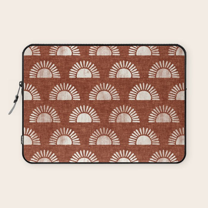 block print suns on rust Laptop Sleeve Gallery Image 1