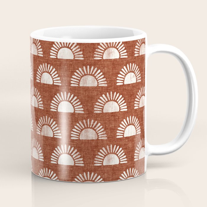 block print suns on rust Coffee Mug Gallery Image 1