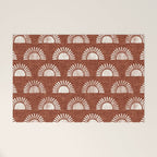 block print suns on rust Welcome Mat Gallery Image 1