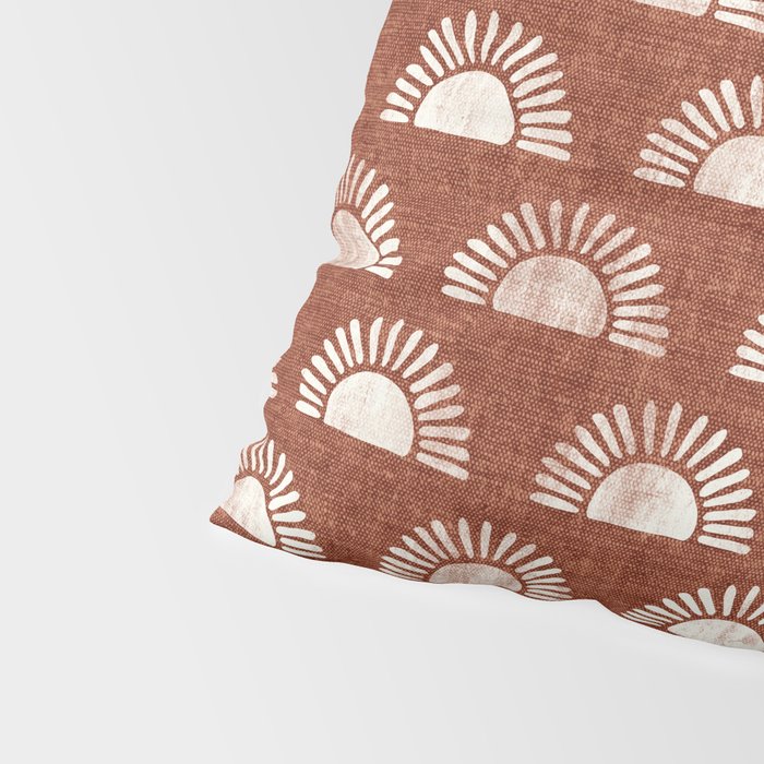 block print suns on rust Pillow Sham Gallery Image 4