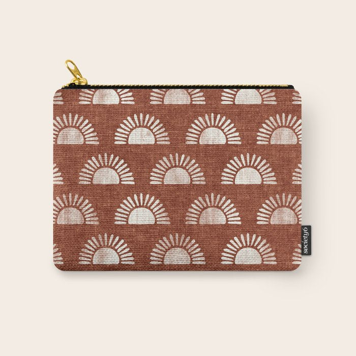 block print suns on rust Carry All Pouch Gallery Image 1