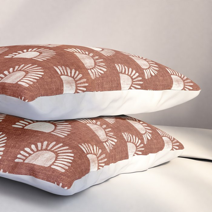 block print suns on rust Pillow Sham Gallery Image 3