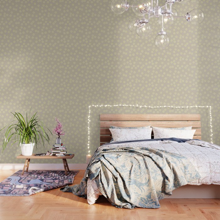 Tiny Flowers / Beige & Lime Wallpaper Gallery Image 1