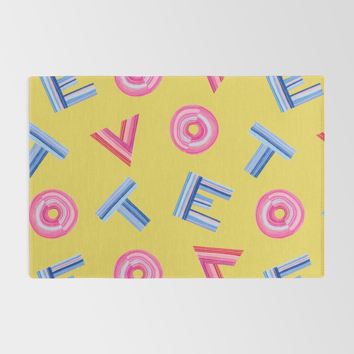 Cast Your Vote | Hand-Lettered Pattern in Yellow Rug Gallery Image 2
