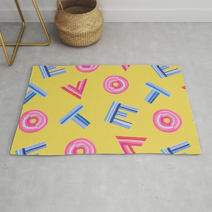Cast Your Vote | Hand-Lettered Pattern in Yellow Rug Gallery Image 1