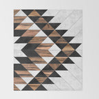 Urban Tribal Pattern No.9 - Aztec - Concrete and Wood Throw Blanket Gallery Image 2