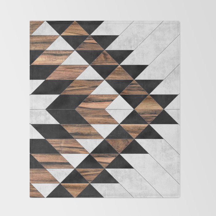 Urban Tribal Pattern No.9 - Aztec - Concrete and Wood Throw Blanket Gallery Image 2