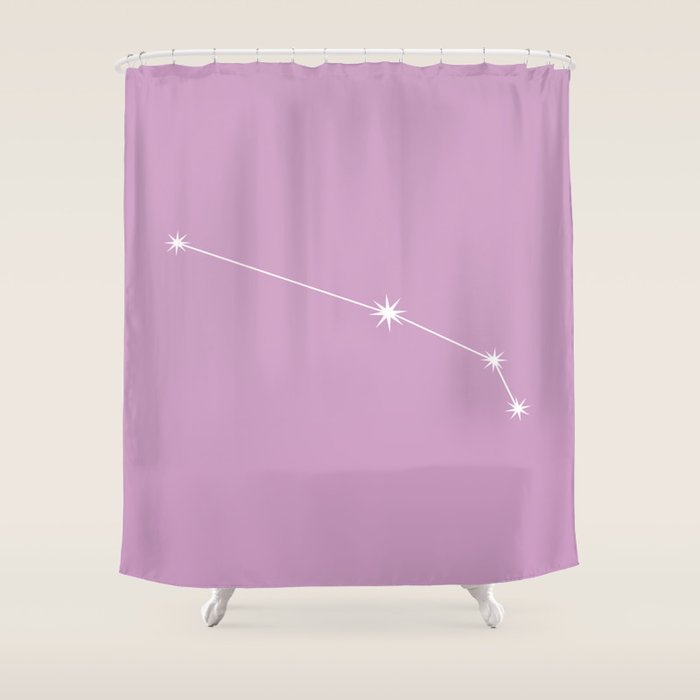 Aries Zodiac Star Constellation Line Art Pastel Lilac Shower Curtain Gallery Image 1
