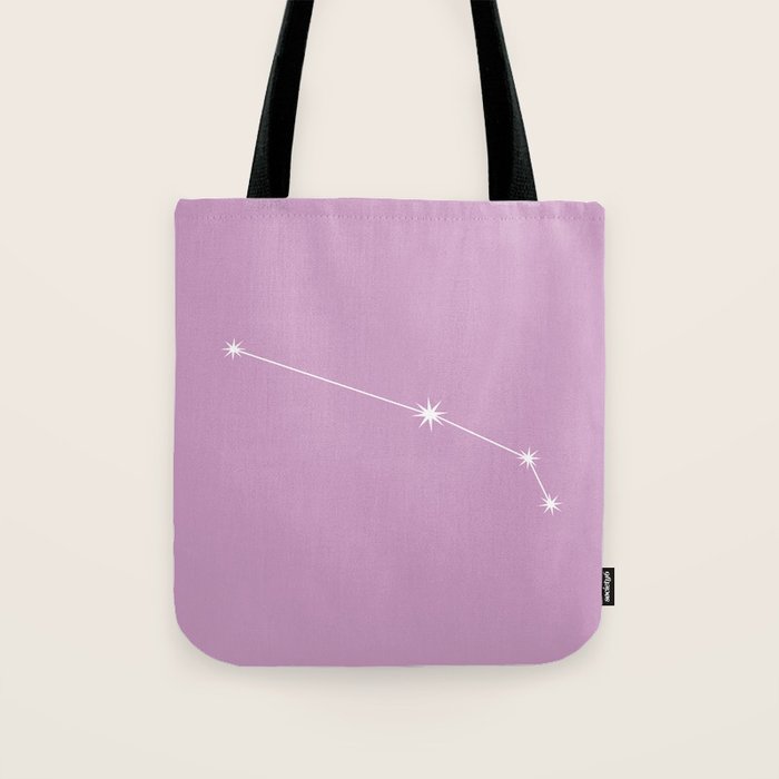 Aries Zodiac Star Constellation Line Art Pastel Lilac Tote Bag Gallery Image 1