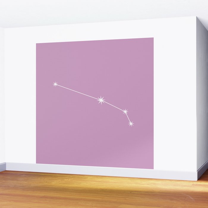 Aries Zodiac Star Constellation Line Art Pastel Lilac Wall Mural Gallery Image 2