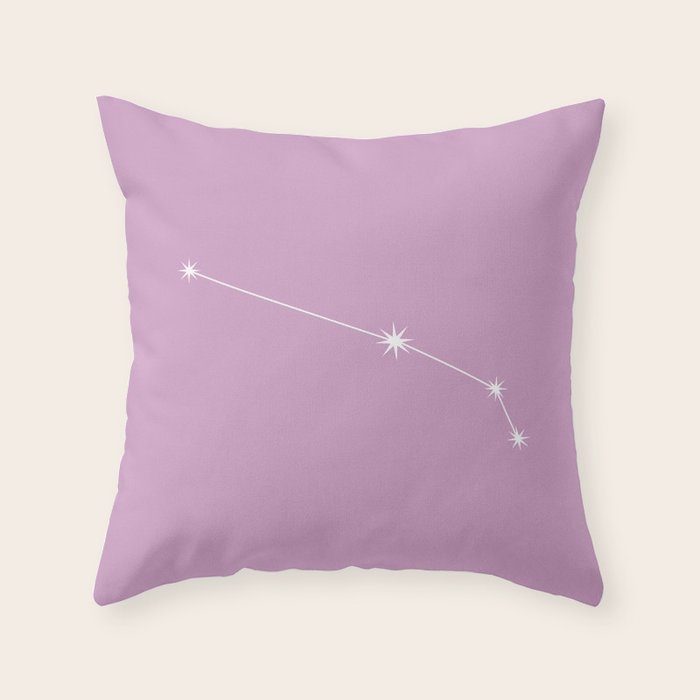 Aries Zodiac Star Constellation Line Art Pastel Lilac Throw Pillow Gallery Image 6