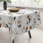 Basketball Fun Comic Illustration Pattern with Balls on Grey Background Tablecloth Gallery Image 3