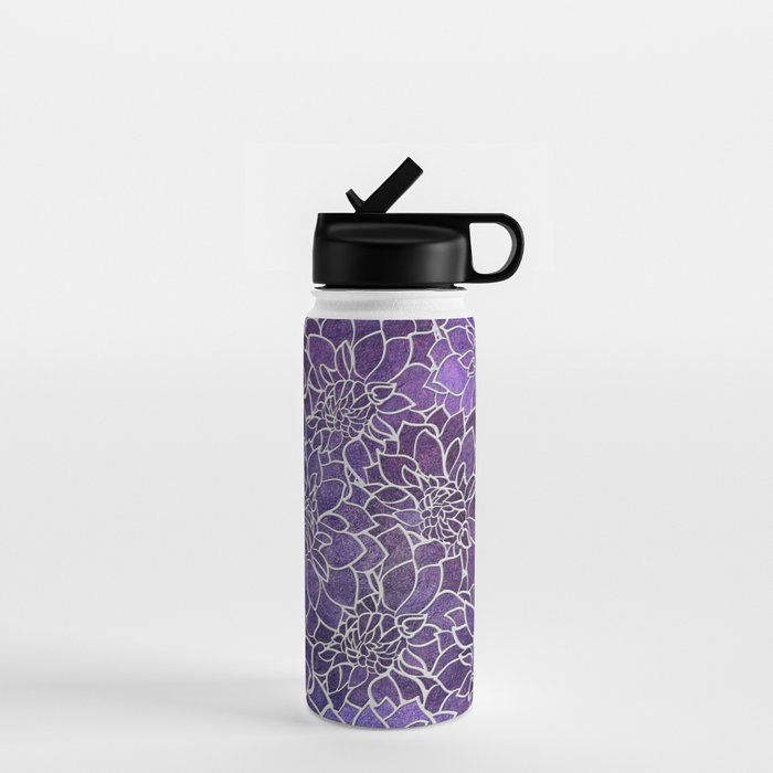 Dahlia Flower Pattern 3 Water Bottle