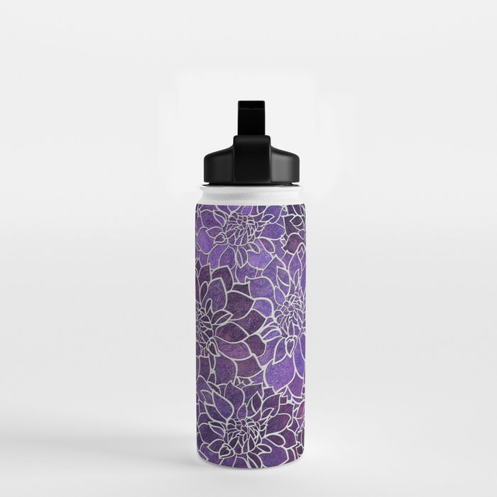 Dahlia Flower Pattern 3 Water Bottle Gallery Image 2