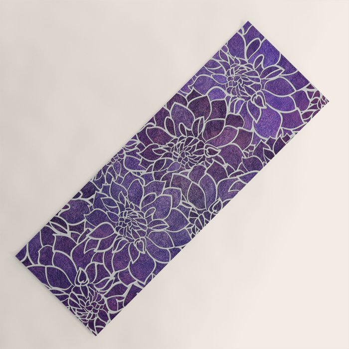 Dahlia Flower Pattern 3 Yoga Mat Gallery Image 1