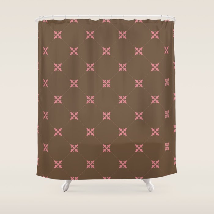Geometric Retro Diamond Pattern Shower Curtain Gallery Image 1