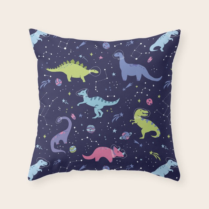 Dinosaurs in Space Throw Pillow Gallery Image 6