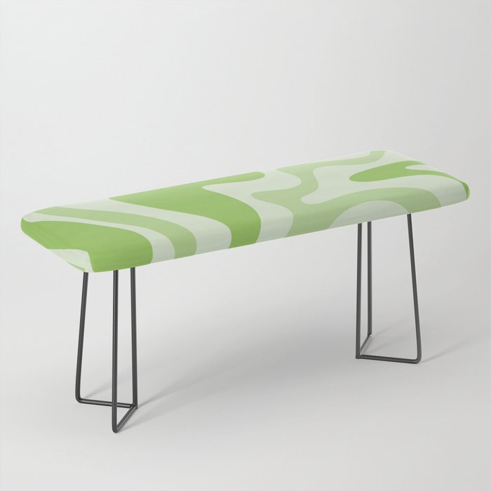 Retro Liquid Swirl Abstract Pattern in Light Lime Green Bench Gallery Image 1
