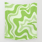 Retro Liquid Swirl Abstract Pattern in Light Lime Green Wall Tapestry Gallery Image 4