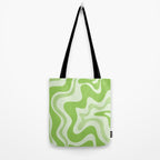 Retro Liquid Swirl Abstract Pattern in Light Lime Green Tote Bag Gallery Image 2