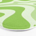 Retro Liquid Swirl Abstract Pattern in Light Lime Green Bath Mat Gallery Image 3