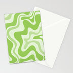 Retro Liquid Swirl Abstract Pattern in Light Lime Green Stationery Card Gallery Image 2