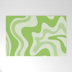 Retro Liquid Swirl Abstract Pattern in Light Lime Green Welcome Mat Gallery Image 1