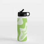 Retro Liquid Swirl Abstract Pattern in Light Lime Green Water Bottle Gallery Image 1