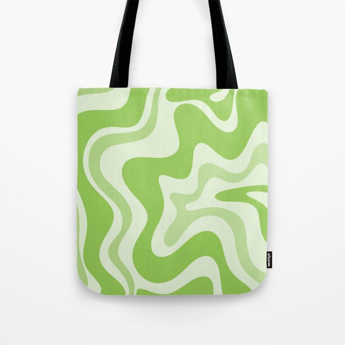 Retro Liquid Swirl Abstract Pattern in Light Lime Green Tote Bag Gallery Image 1