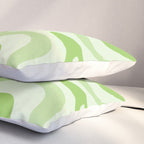 Retro Liquid Swirl Abstract Pattern in Light Lime Green Pillow Sham Gallery Image 3