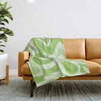 Retro Liquid Swirl Abstract Pattern in Light Lime Green Throw Blanket Gallery Image 1