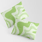Retro Liquid Swirl Abstract Pattern in Light Lime Green Pillow Sham Gallery Image 3